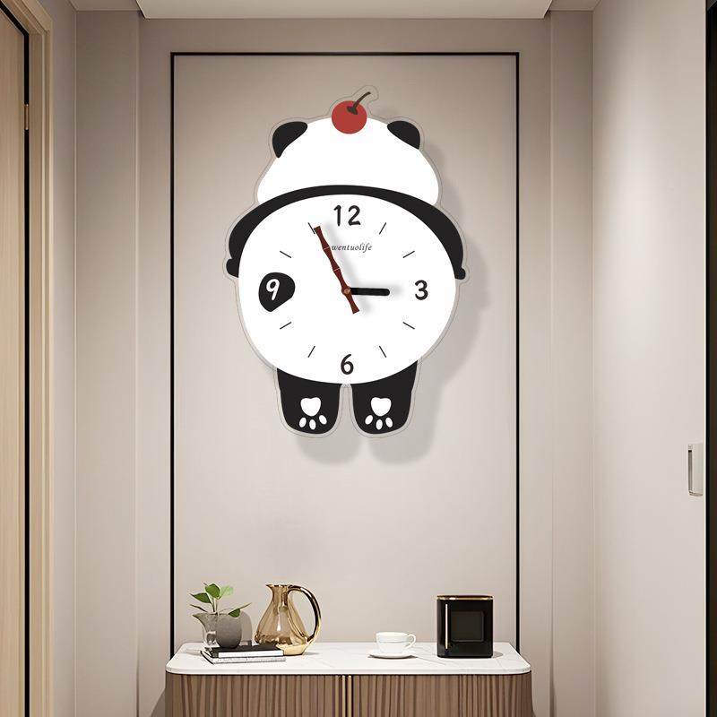餐厅熊猫挂钟WT19客厅钟表025新款钟挂墙创意时装饰钟卡表通挂家2