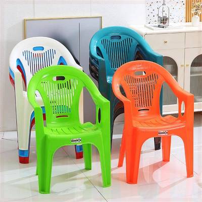 481红塑料靠背椅子家用厚成排人扶手椅凳户外大加档休网闲夜市摆