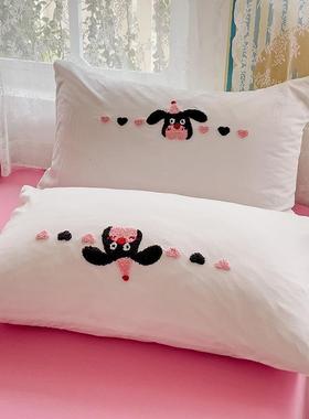 2025新款超柔水洗套棉毛绣四件件套-洽洽狗ydsmjn111.5床单四套-