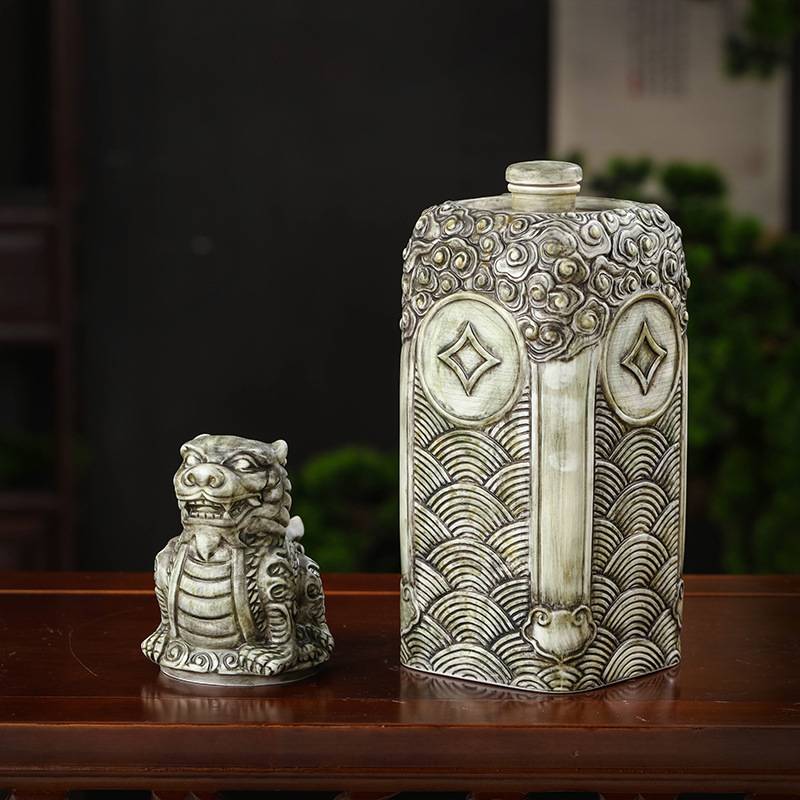 景德镇陶瓷酒瓶 四方来财仿古青铜器酒具陶瓷封坛酒坛 酒罐