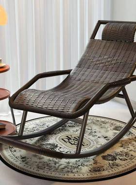 摇摇户椅人室躺椅XCM成人大藤椅夏天老年外睡椅睡午觉外阳台晒太阳滕