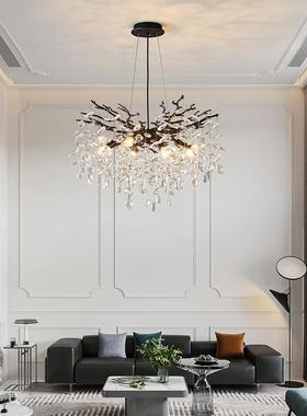 爆款客跨境亚马逊水晶灯679美式轻餐厅卧室厅马眼黑色吊灯奢中山