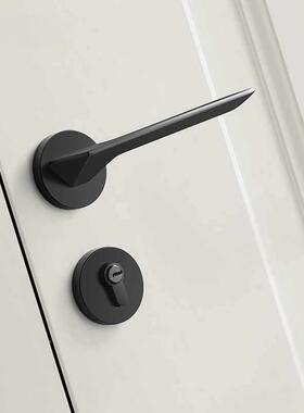 美式黑色门锁木磁音室内门把手F15-029房门锁家用卧室吸分体门静
