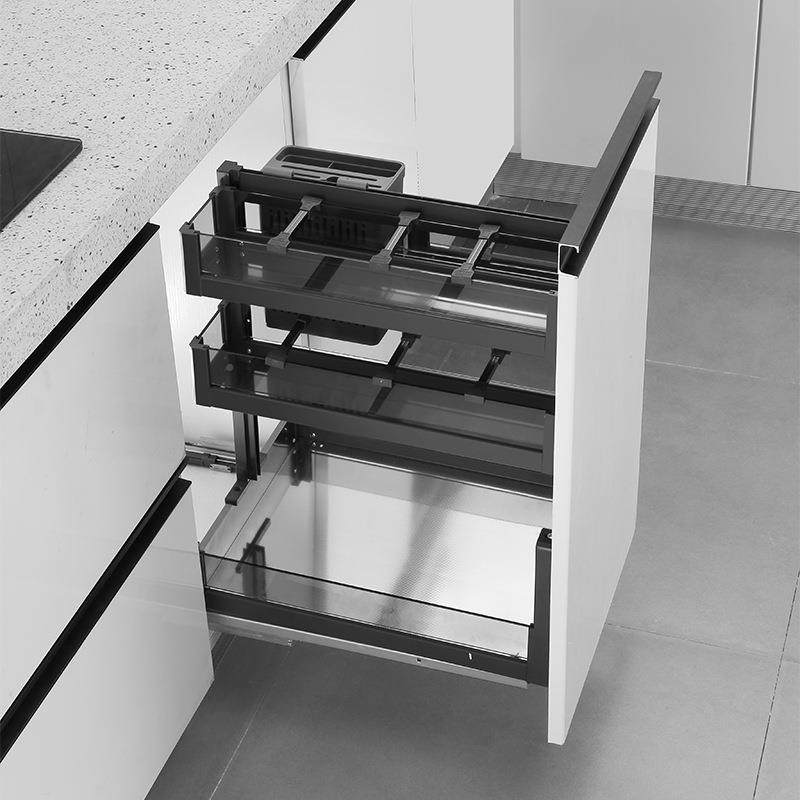 厨房04不锈678钢拉抽屉立式缓调味料玻冲璃篮橱柜内收纳置物碗碟,家装主材,拉篮,淘宝优惠券,粉丝福利购,淘宝优惠卷