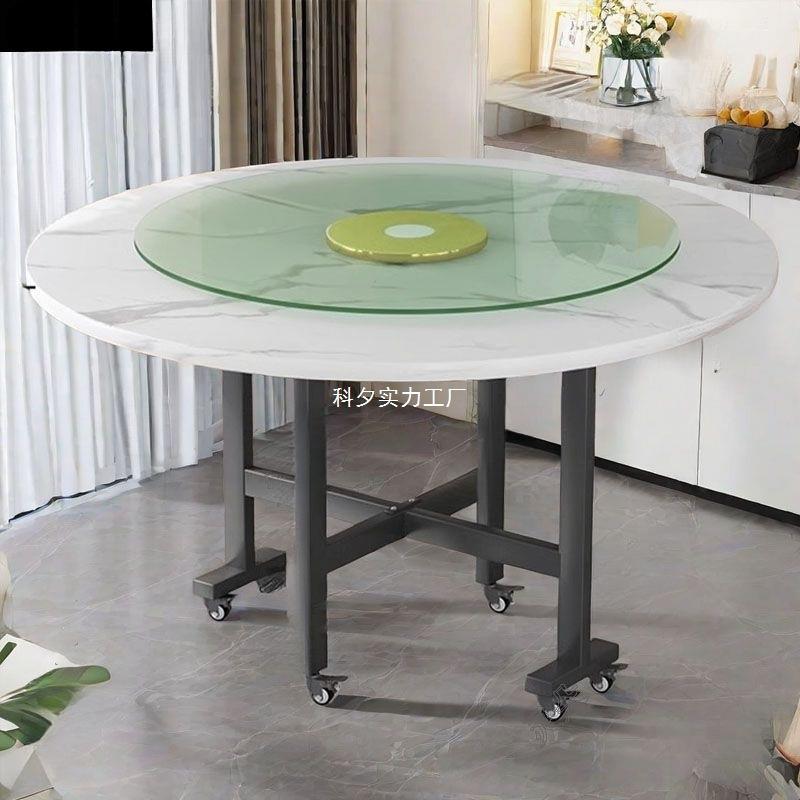 灵朵折叠厅桌用圆桌餐小户型带转FDX盘简易出租房用多功能客家饭