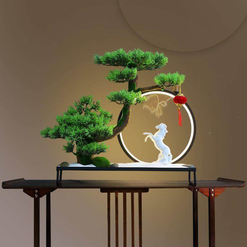 新中式迎SZM客松招仿真景微厅景客玄关装财饰摆盆件酒店软装创意,家居饰品,落地摆件,淘宝优惠券,粉丝福利购,淘宝优惠卷