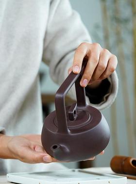 宜兴原矿制紫砂壶名家手泥一帆风顺提紫梁433HSFF147c泡茶壶壶货