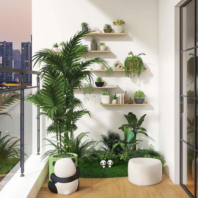 熊猫地花落摆件客厅电视柜阳花台可爱家居装饰BJ1991B品室内瓶大