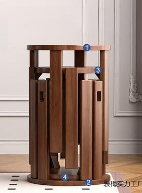 橡胶木实522木功可能叠新叠乐圆凳叠放中式客厅卧室餐凳多组合免