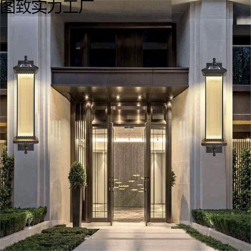 太阳能壁灯中式户外室外露台花园别墅家用防水别墅庭院庭院灯超亮