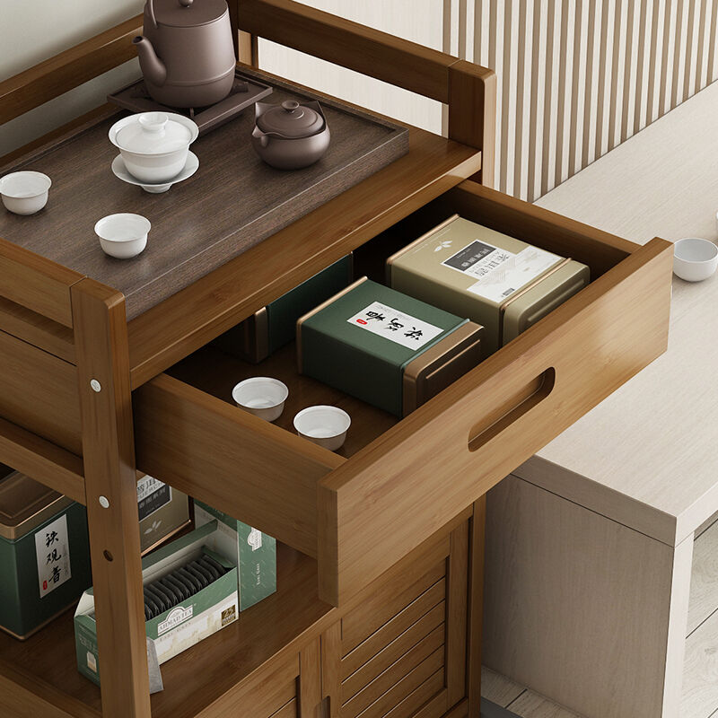 饮水机旁边放杯子柜子茶叶柜餐边柜实木厨房客厅竹小茶水柜子餐厅