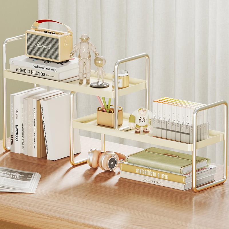 桌面收纳架卧室学生桌上可伸缩置物架宿舍储物小书柜办公室整理柜