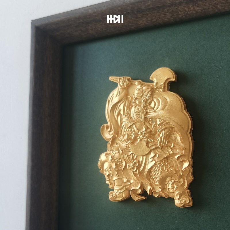 实木国风新中式混凝土立体浮雕装饰画国风挂画客厅高级感相框乔迁图片