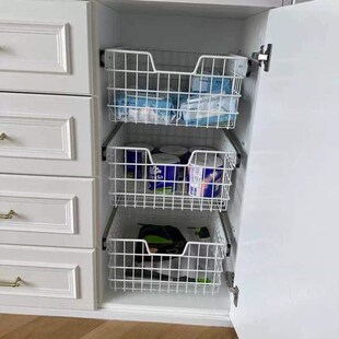 铁艺推拉衣柜抽屉式拉篮柜子篮厨房层架收纳*伸缩定制置物架滑轨