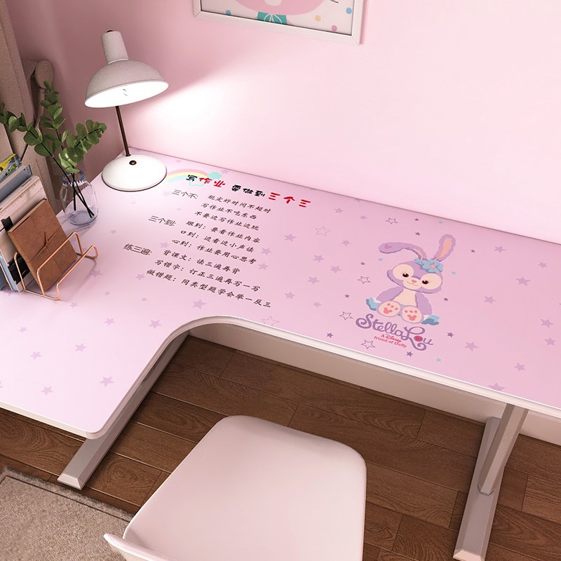 转角书桌桌垫拐角L型弧形工位学习 小学生课桌电脑U写字台桌布定