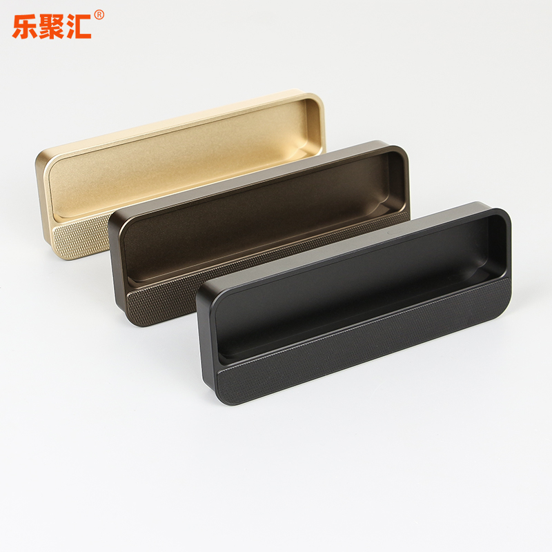 简约柜门暗拉手酷咖古铜金网格纹开槽衣柜抽屉推拉门粘贴把手