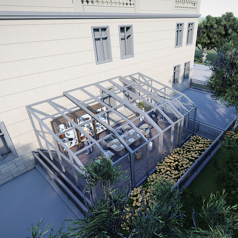 可移动阳光房定制封阳台露台花园智能电动伸缩防违建玻璃房阳光房