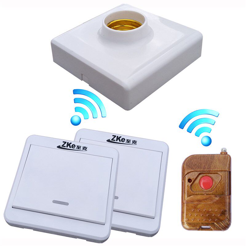 灯座灯口灯头螺口无线遥控免布线随意贴开关面板220V双控灯具射频