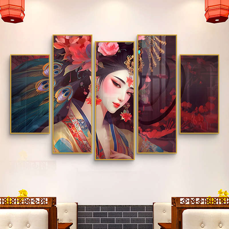 装饰画国脸谱墙面墙壁饭店画京剧包厢挂画包间花旦风火锅店潮背景