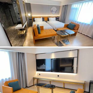 定制商务酒店宾馆家具标间床全套快捷连锁民宿公寓客房简约电视柜