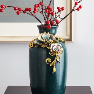 罗比罗丹富贵平安花瓶摆件客厅 插花博古架陶瓷珐琅彩工艺礼品