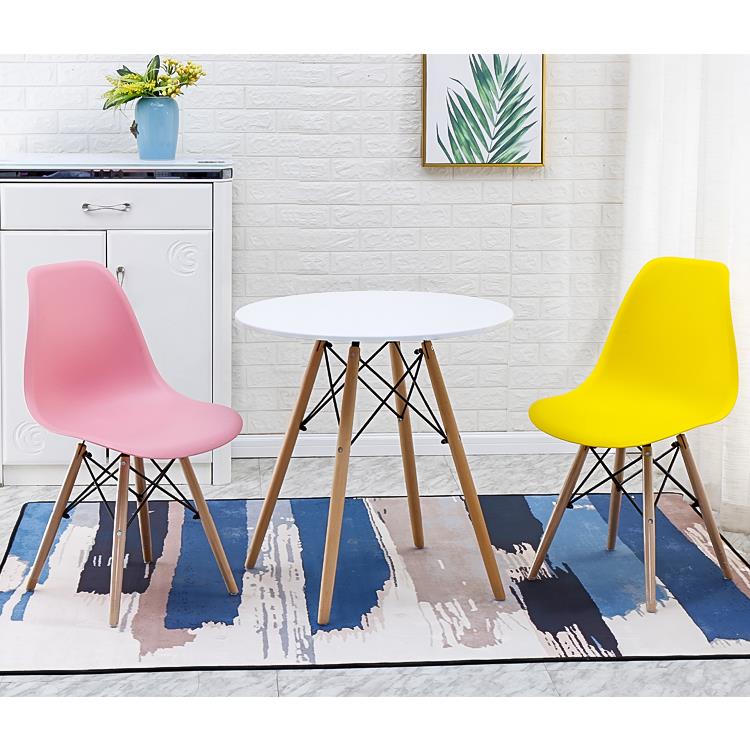 天台华莲北欧洽谈接待会客桌椅组合简约家用阳台实木小圆桌咖啡奶