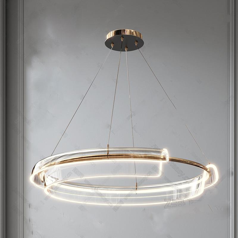 后现代轻奢LED圆环客厅 灯创意设计师款卧室餐厅灯极简风大气吊灯