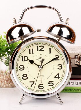 起床神器超大声音简约闹钟学生5和4寸懒人变态响静音床头夜光闹铃