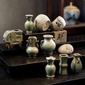 新款 饰茶室茶桌点缀空间小茶宠酒店菜品 花器小摆件动物盆景装