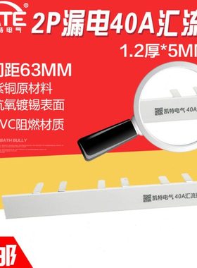 2P漏电40A汇流排 紫铜1.2*5 DZ47空开连接排C45断路器接线排KT008