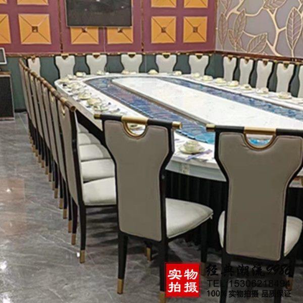 椭圆电动餐桌新中式岩板电磁炉火锅桌传送带旋转桌回转小火锅长方,住宅家具,岩板餐桌,淘宝优惠券,粉丝福利购,淘宝优惠卷