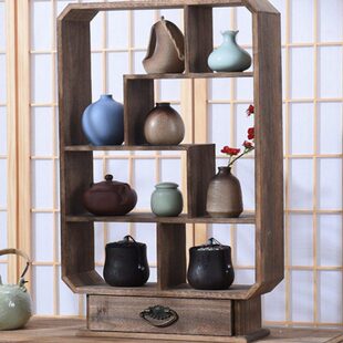 实木茶杯架茶具展示置物架抽屉博古架茶壶架茶宠墙台面多宝格台面