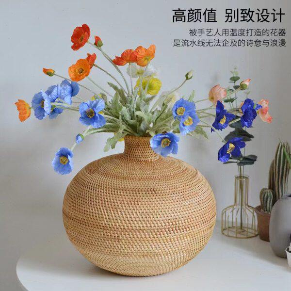 TB401越南秋藤编大肚花瓶干花装饰品花瓶摆件花器装饰品北欧简约