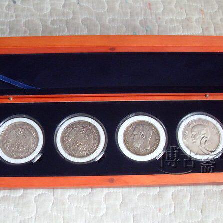 袁大头收藏盒4枚四枚4孔装实木制造 大清铜币银币银元专用保护盒