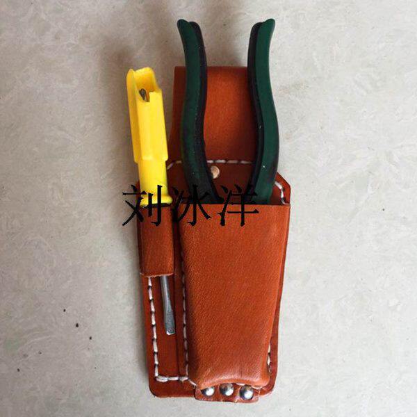 特价牛皮腰带电工钳套二孔多功能工具包真皮皮插头层牛皮皮套包邮