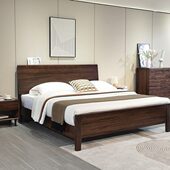 全实木床南美黑胡桃木现代简约1.8米主卧双人床1.5储物原木新中式