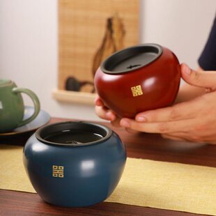 茶渣缸功夫茶洗铜制建水茶洗缸带盖大号高端笔洗水洗水盂茶具配件