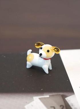 迷你玻璃小狗动物摆件可爱精致手工硝子琉璃装饰工艺品柴犬腊肠狗