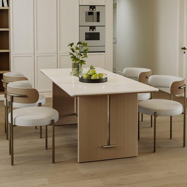 简约现代北欧复古风原木色实木岩板餐桌椅组合小户型长方形家用,住宅家具,岩板餐桌,淘宝优惠券,粉丝福利购,淘宝优惠卷