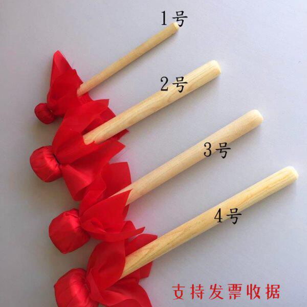 锣槌木质手柄橡胶头铜锣棒学校学生三句半大中小号专业打锣锤红绸 - 实物图