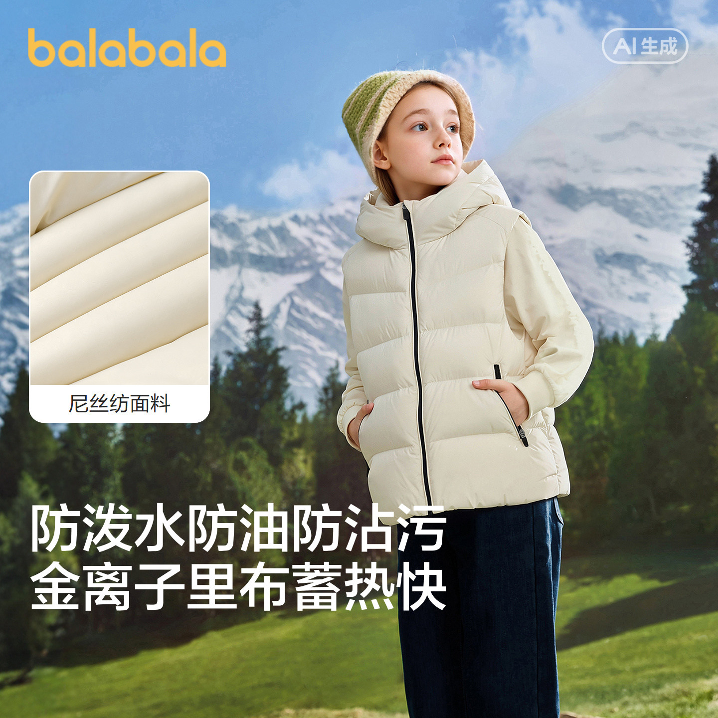 巴拉巴拉balaOne男女童羽绒马甲