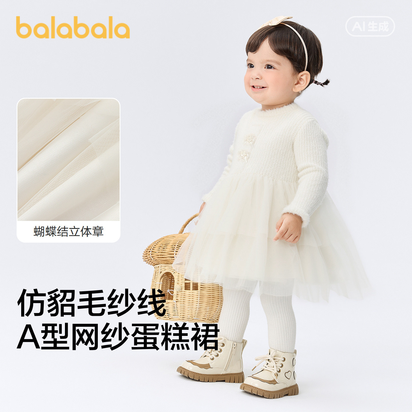 巴拉巴拉连衣裙女童网纱蛋糕裙