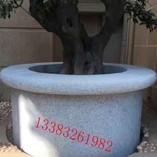 石雕树坑树池带坐凳圆形围边花岗岩保护花草树木围栏护栏树围装饰