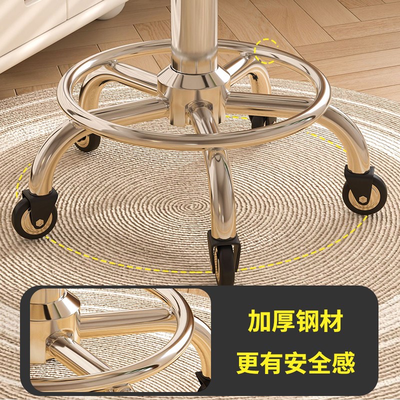 升降转椅圆凳美容凳子滑轮理发店椅美容院专用大工凳美发美甲椅子