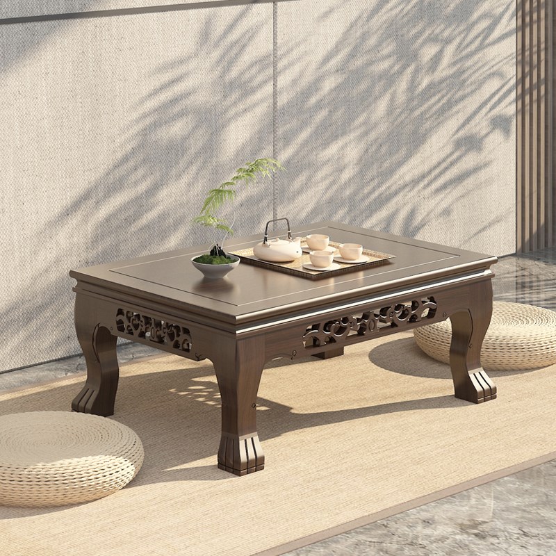 雕花实木炕桌飘窗小桌子卧室坐地榻榻米茶桌小茶几炕几矮桌子禅桌