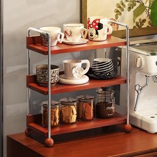 中古实木多层杯架餐边柜放茶杯咖啡马克杯水杯收纳架子桌面置物架
