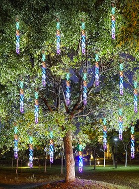 led鞭炮流星灯户外庭院大树上挂灯亮化装饰彩灯亮化造景布置串灯