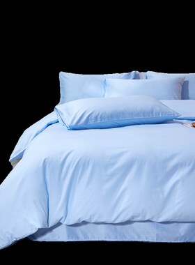 高档100%纯棉单件被套斜纹加厚全棉被罩灰色四件套纯色200x230cm