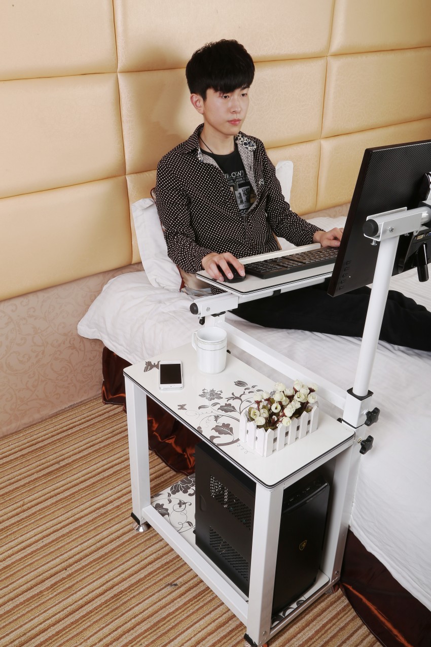 悬挂式懒人电脑台式桌家用简约移动书桌简易床边写字办公护理桌子
