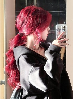 红色假发女长发日常lolita大波浪长卷发假发套自然仿全真人全头套